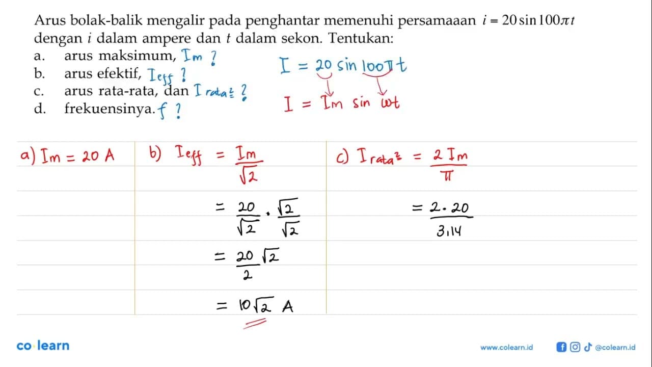 Arus bolak-balik mengalir pada penghantar memenuhi