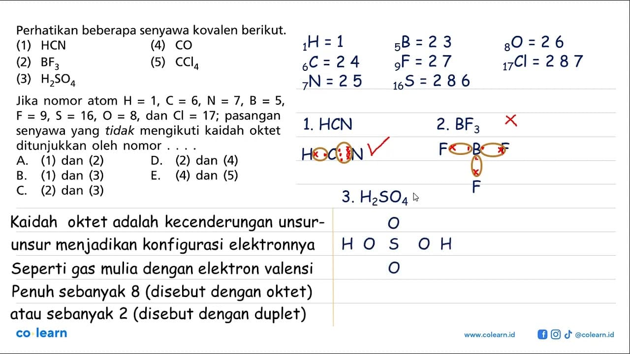 Perhatikan beberapa senyawa kovalen berikut. (1) HCN (4) CO