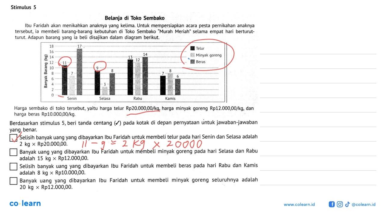 Stimulus 5 Belanja di Toko Sembako Ibu Faridah akan