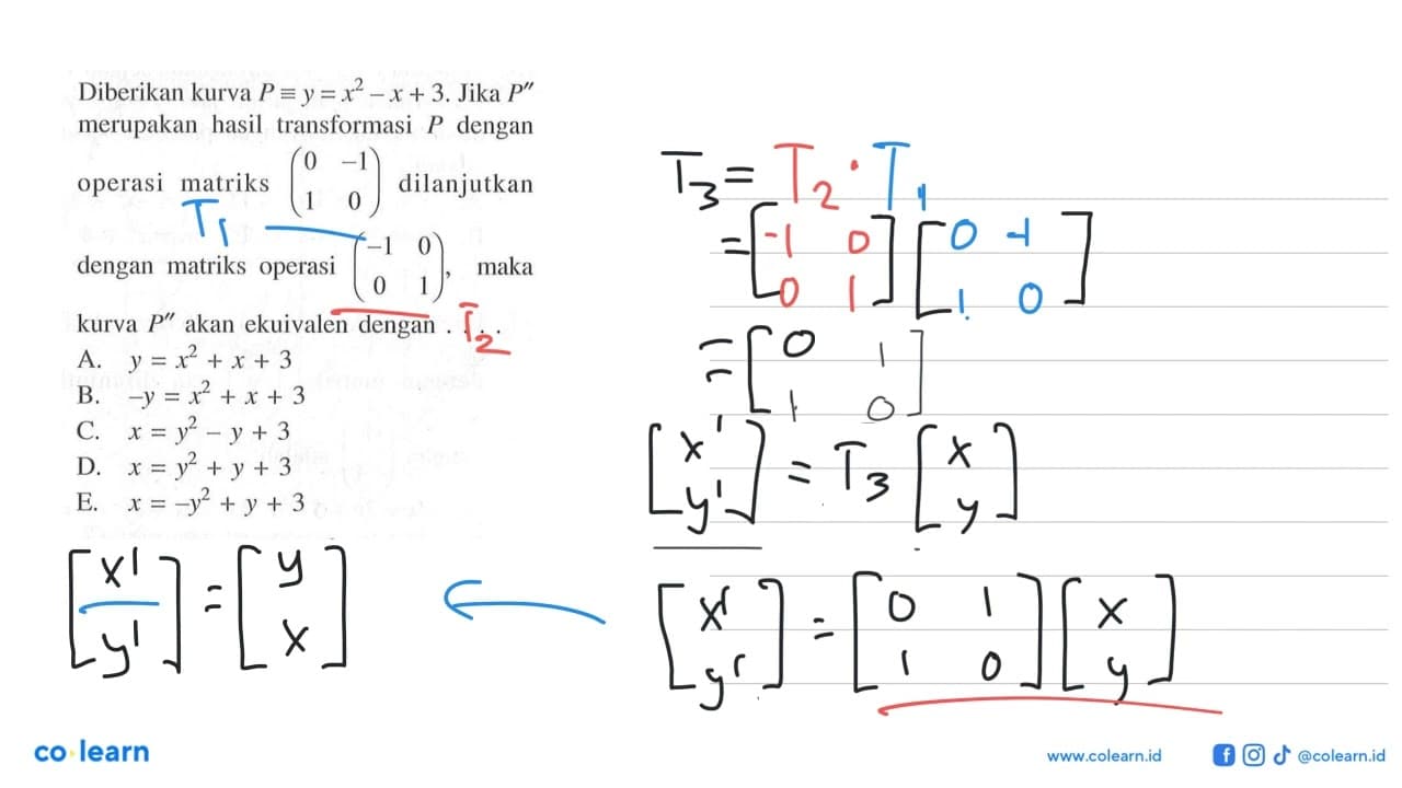 Diberikan kurva P=y=x^2-x+3.Jika P" merupakan hasil