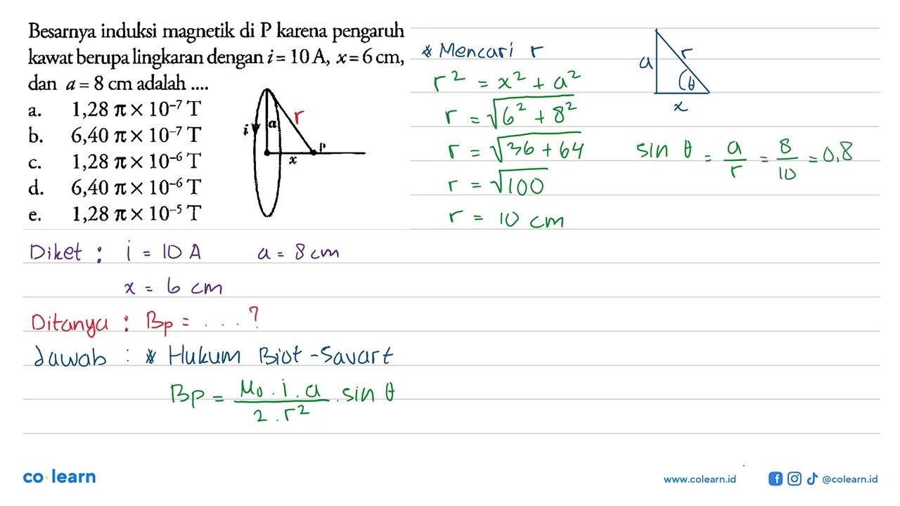 Besarnya induksi magnetik di P karena pengaruh kawat berupa