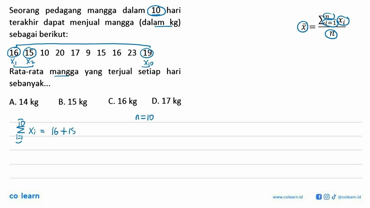 Seorang pedagang mangga dalam 10 hari terakhir dapat