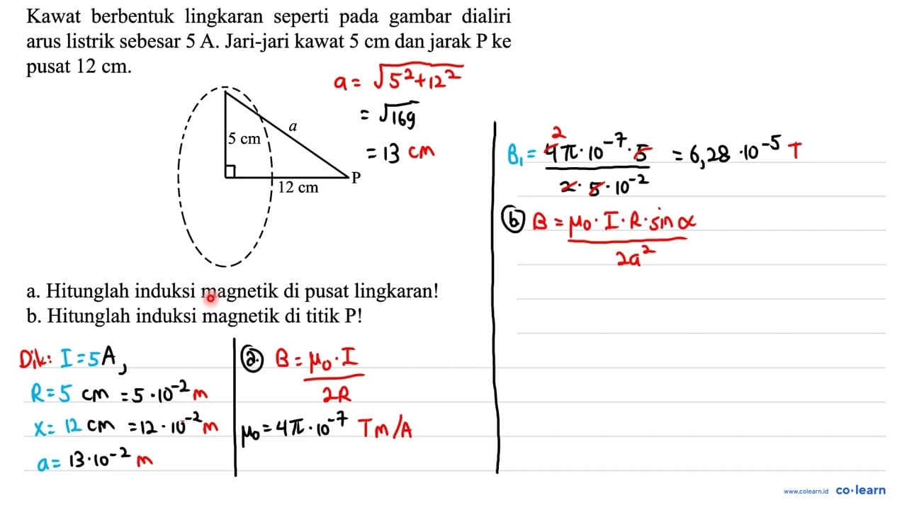 Kawat berbentuk lingkaran seperti pada gambar dialiri arus