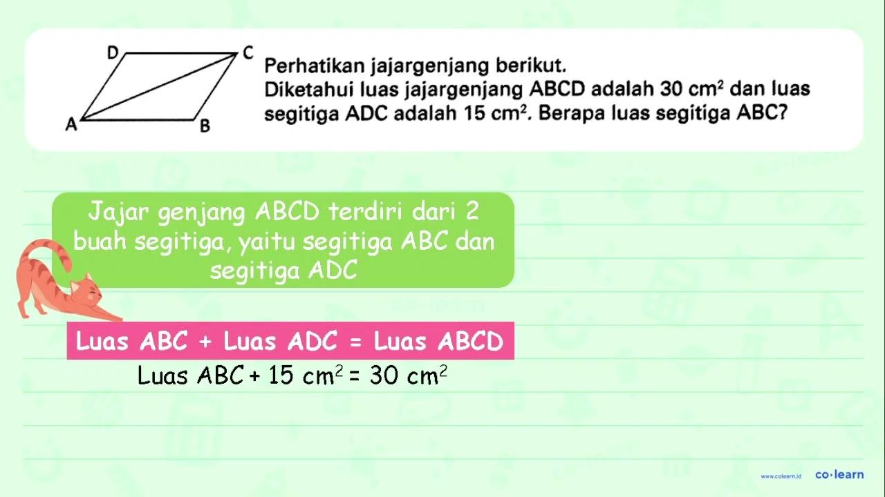 Perhatikan jajargenjang berikut. Diketahui luas