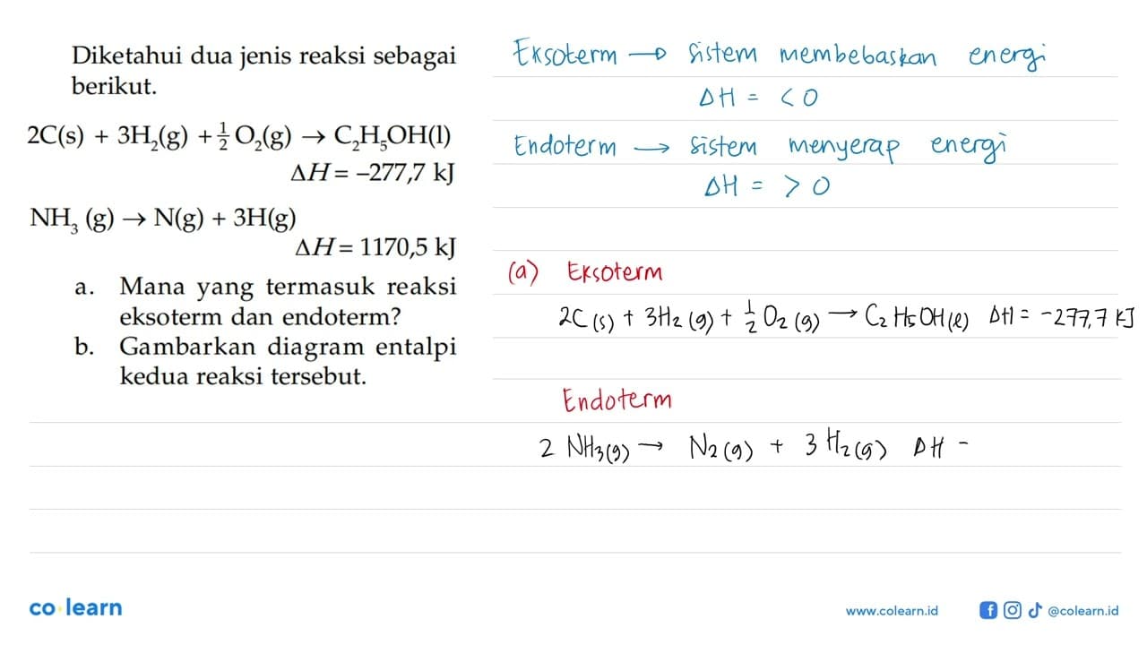 Diketahui dua jenis reaksi sebagai berikut. 2C (s) + 3H2