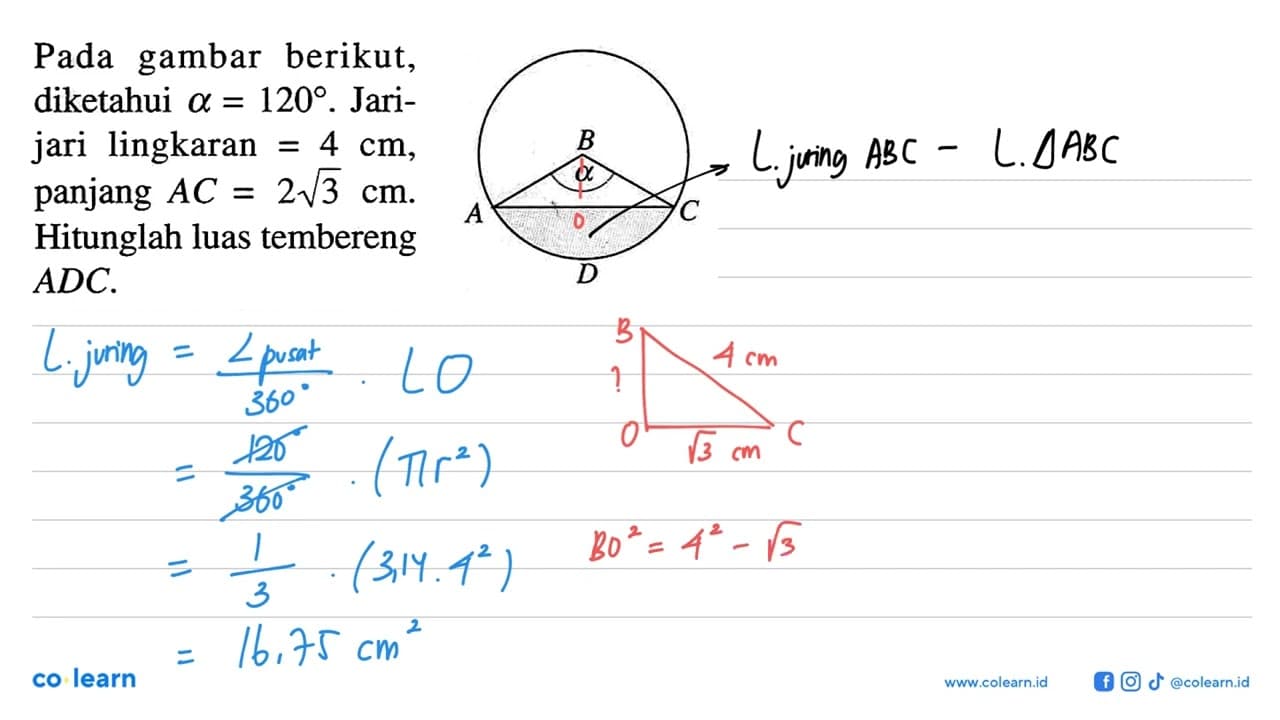 Pada gambar berikut, diketahui alpha=120 . Jarijari