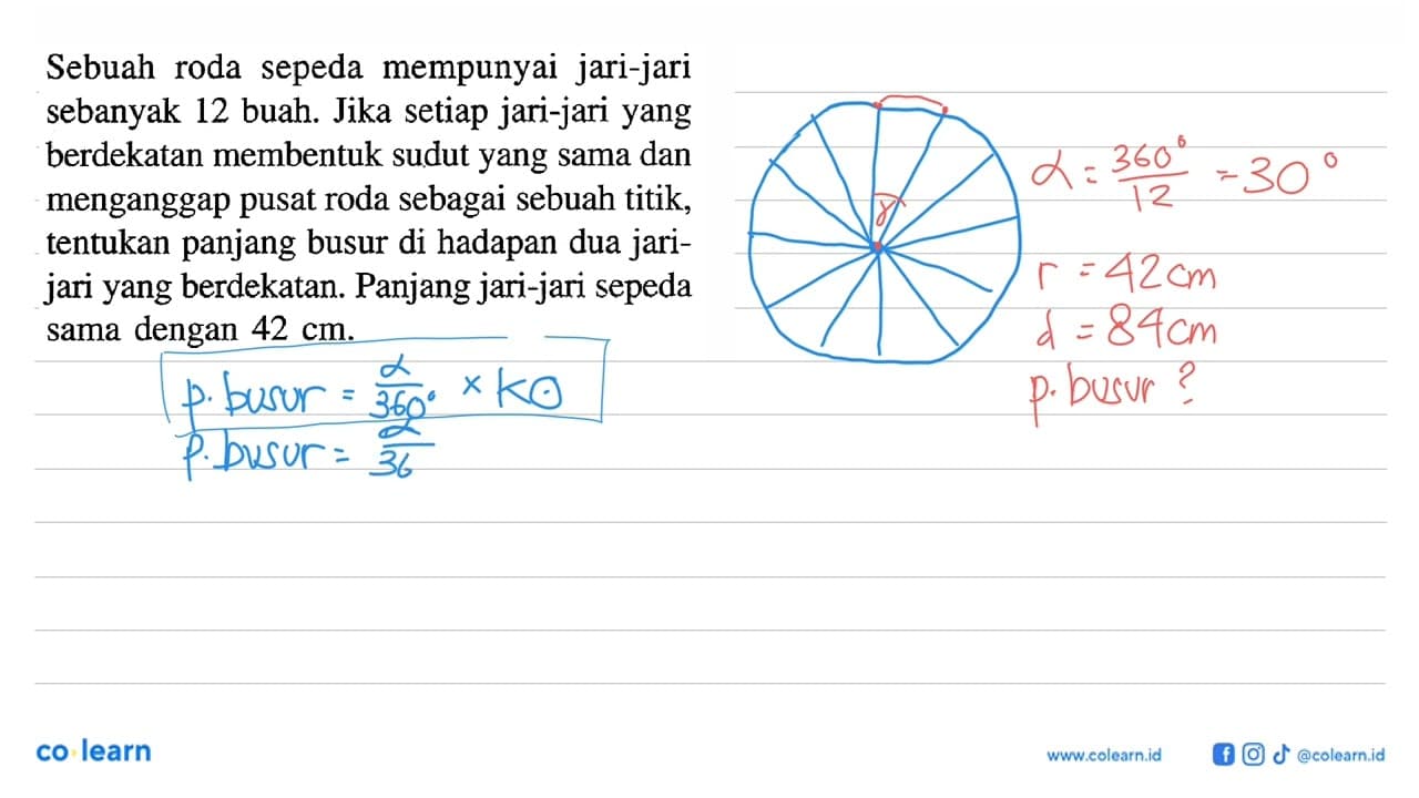 Sebuah roda sepeda mempunyai jari-jari sebanyak 12 buah.