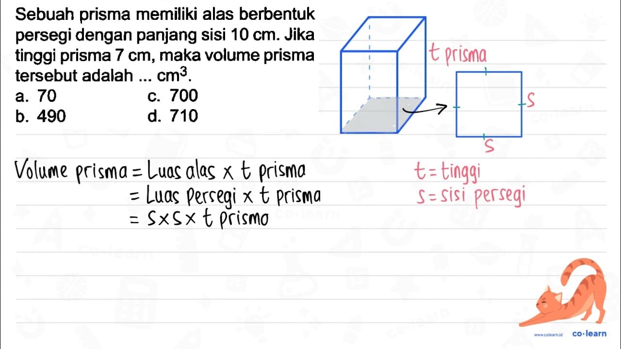 Sebuah prisma memiliki alas berbentuk persegi dengan