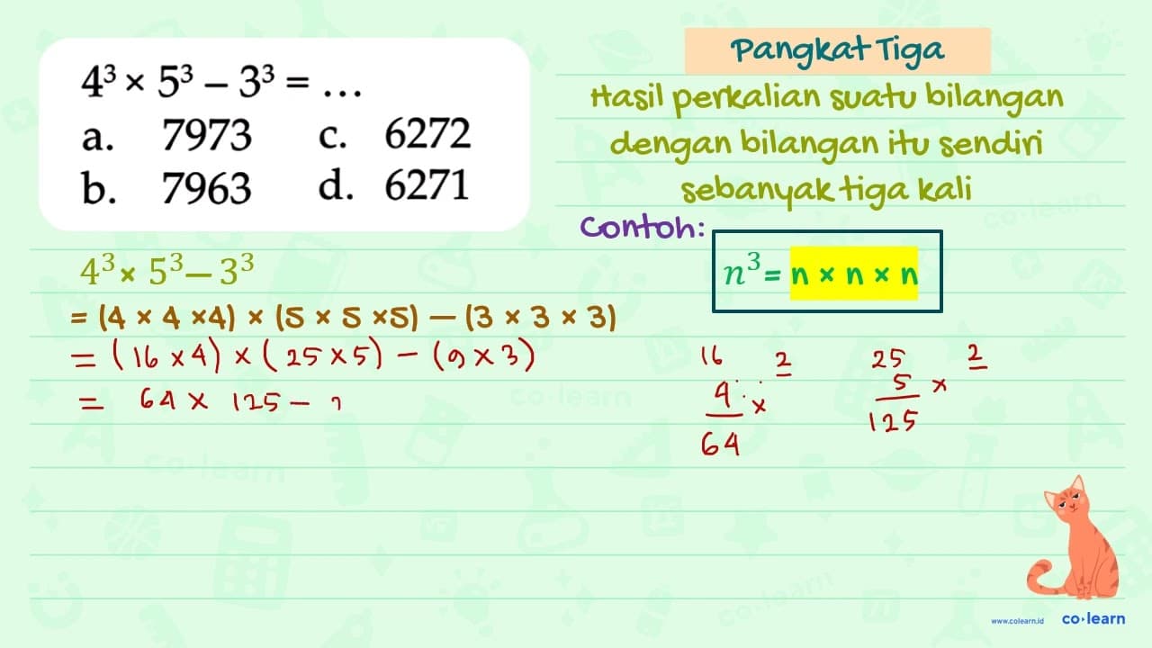 4^3 x 5^3 - 3^3 = ... .