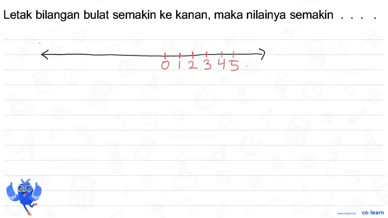 Letak bilangan bulat semakin ke kanan, maka nilainya