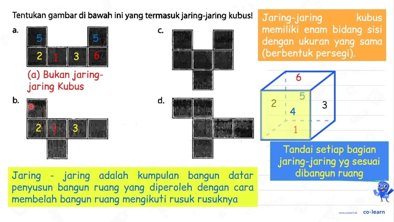 Tentukan gambar di bawah ini yang termasuk jaring-jaring