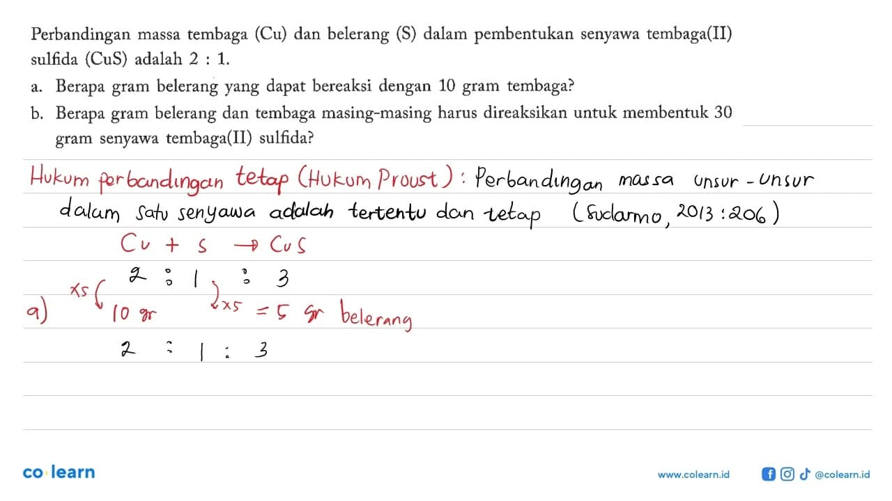 Perbandingan massa tembaga (Cu) dan belerang (S) dalam