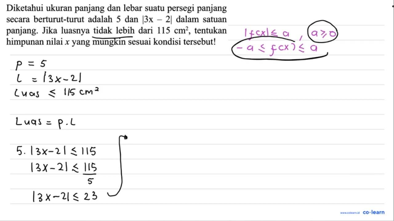 Diketahui ukuran panjang dan lebar suatu persegi panjang