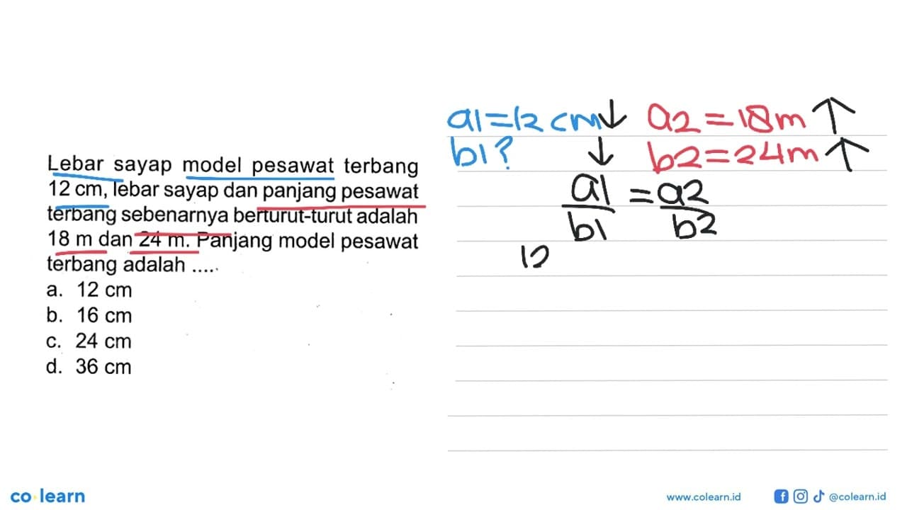 Lebar sayap model pesawat terbang 12 cm, lebar sayap dan