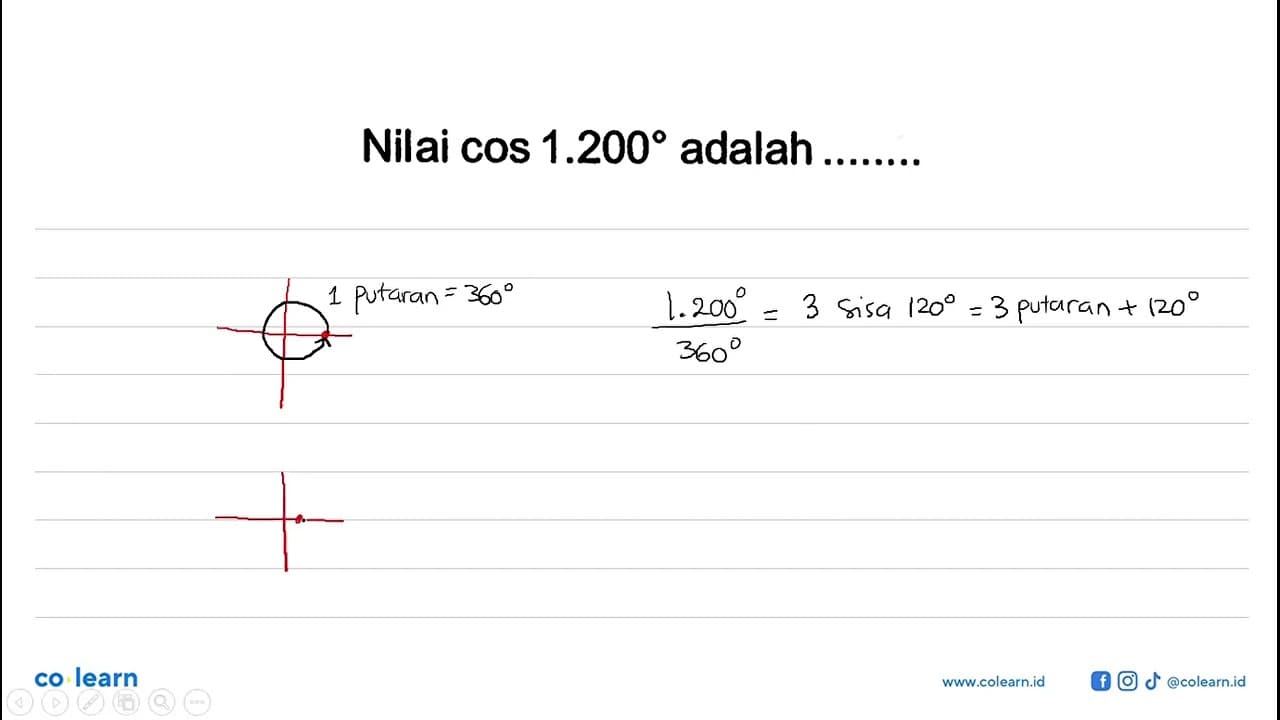 Nilai cos 1.200 adalah ........