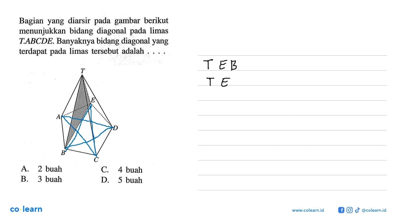 Bagian yang diarsir pada gambar berikut menunjukkan bidang