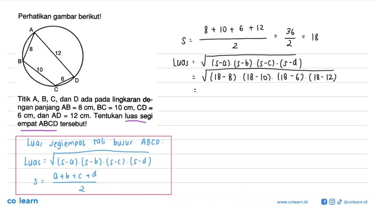 Perhatikan gambar berikut!A B C D 8 12 6 10Titik A, B, C,