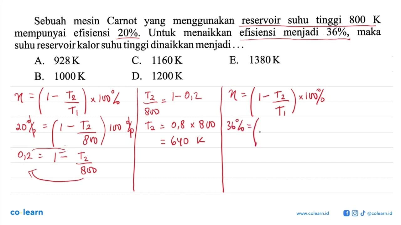 Sebuah mesin Carnot yang menggunakan reservoir suhu tinggi