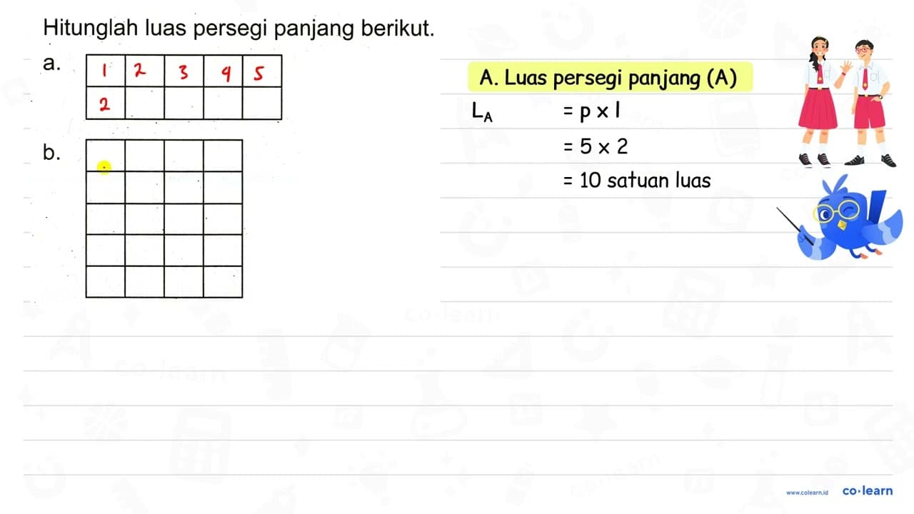 Hitunglah luas persegi panjang berikut. a. b.