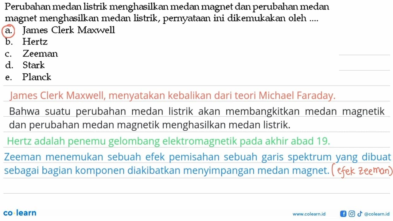 Perubahan medan listrik menghasilkan medan magnet dan