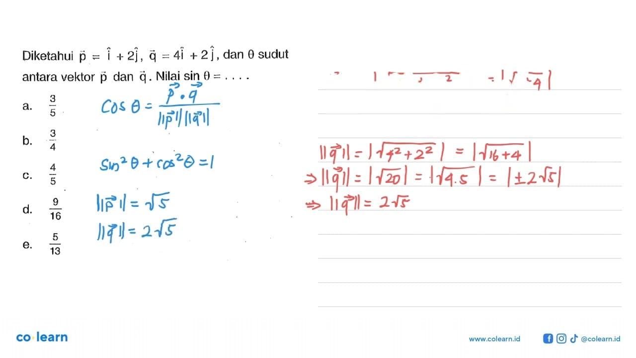 Diketahui vektor p=vektor i+2vektor j, vektor vektor