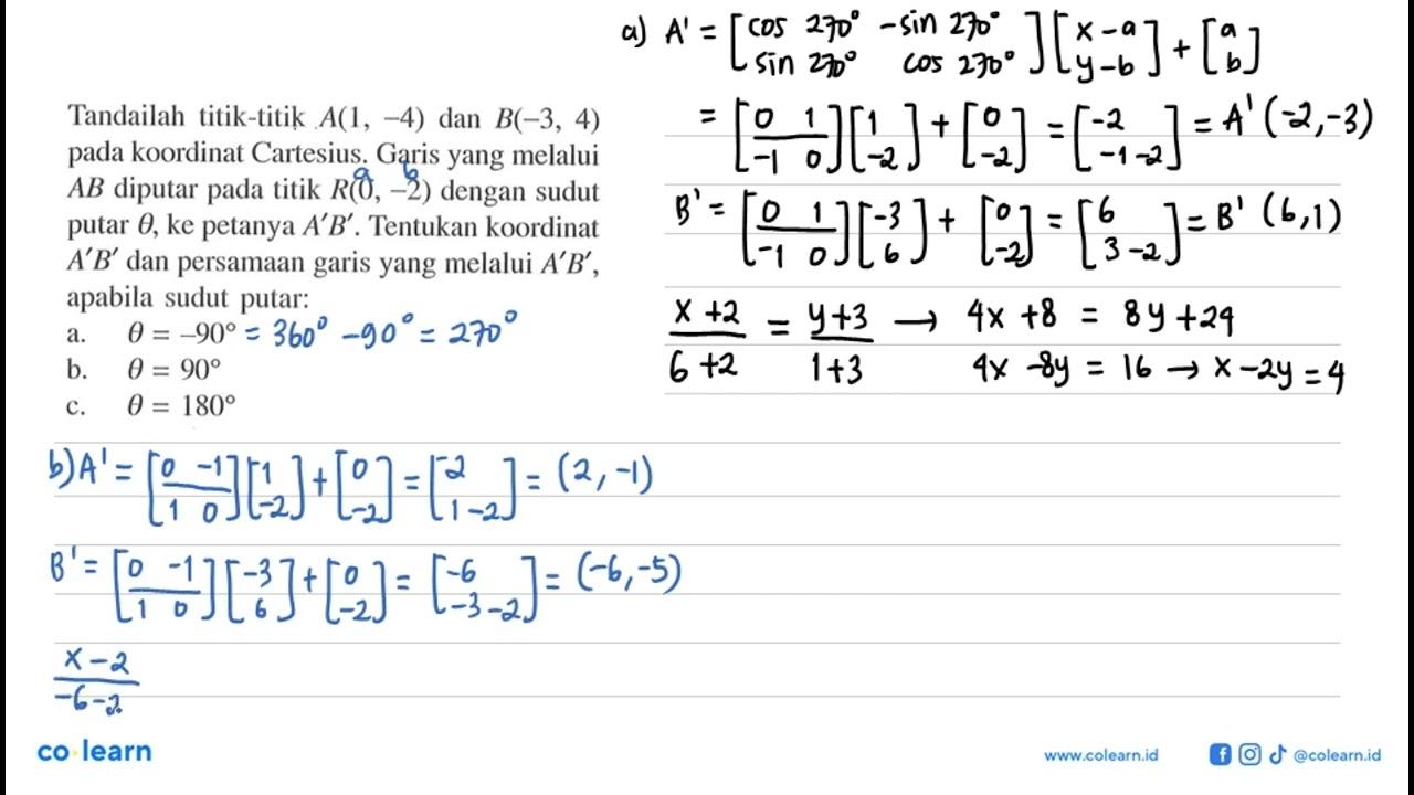 Tandailah titik-titik A(1,-4) dan B(-3,4) pada koordinat