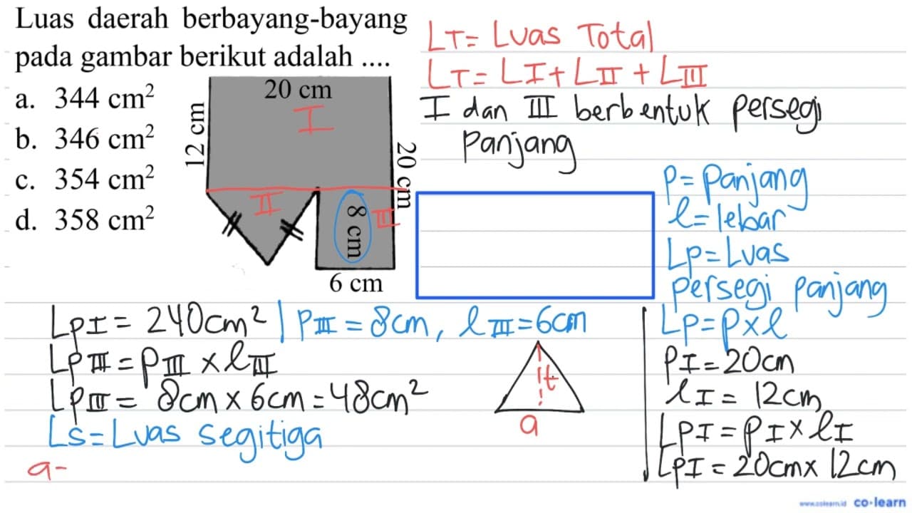 Luas daerah berbayang-bayang pada gambar berikut adalah