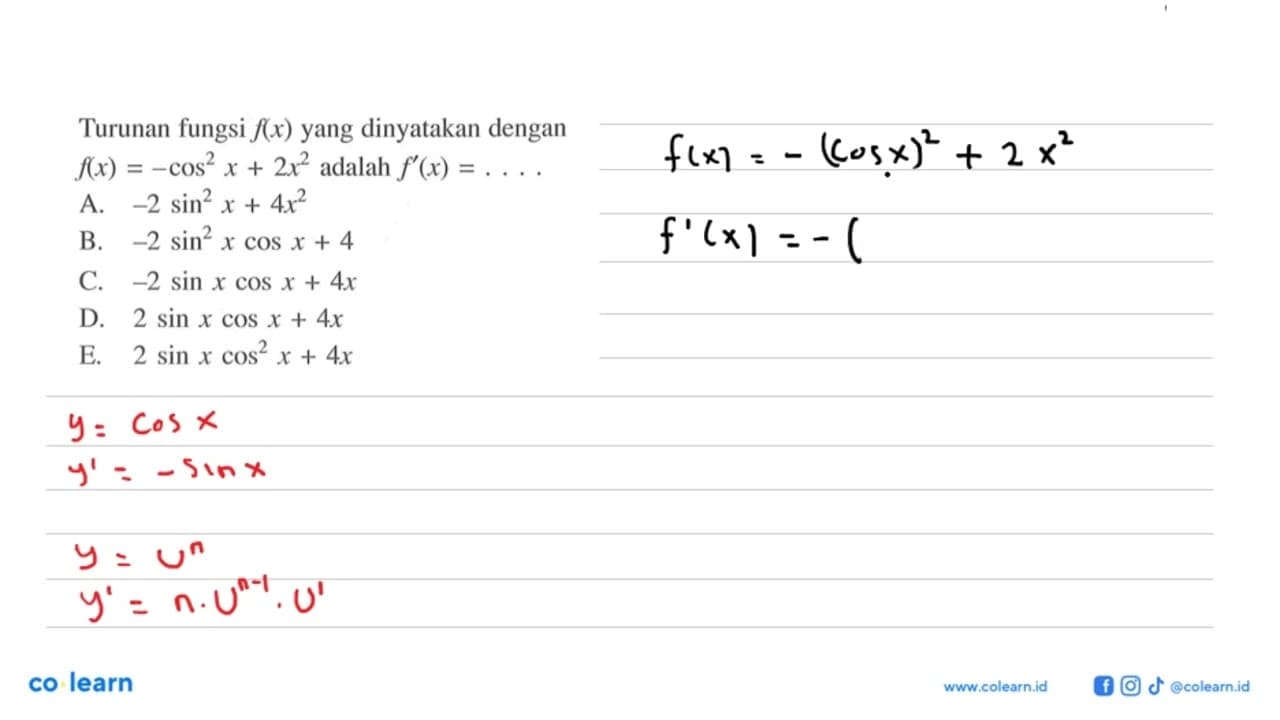 Turunan fungsi f(x) yang dinyatakan dengan