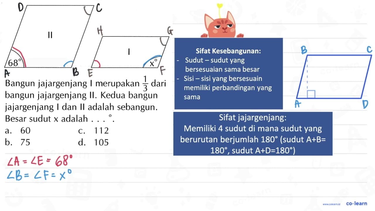 II 68 I x Bangun jajargenjang I merupakan 1/3 dari bangun