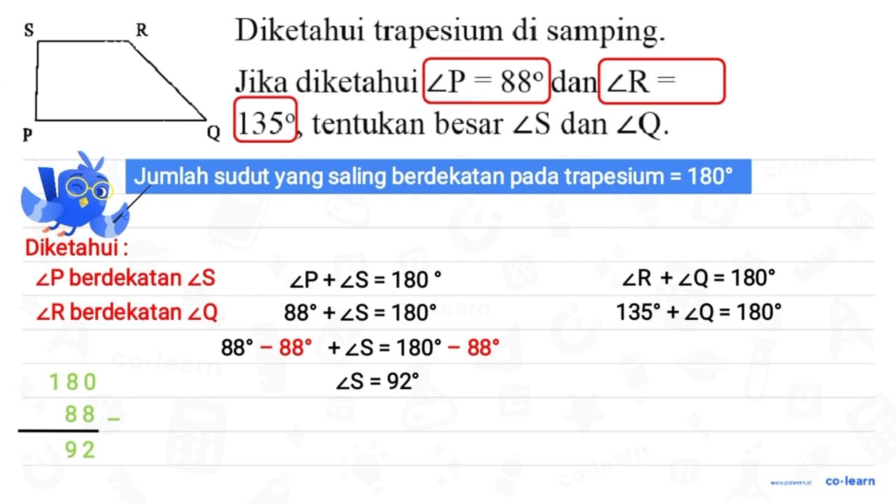 {|l) Diketahui trapesium di samping. Jika diketahui sudut