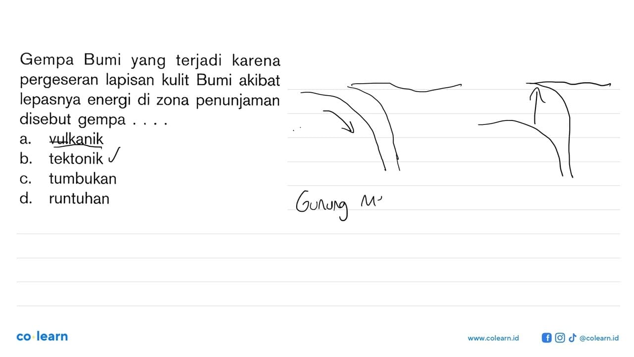 Gempa Bumi yang terjadi karena pergeseran lapisan kulit