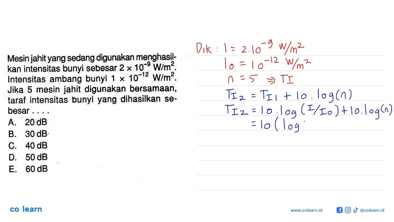 Mesin jahit yang sedang digunakan menghasilkan intensitas