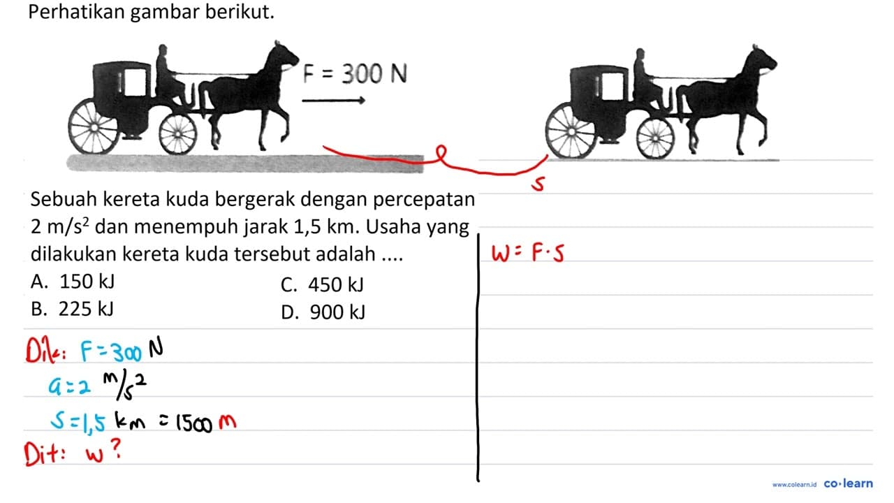 Perhatikan gambar berikut. Sebuah kereta kuda bergerak