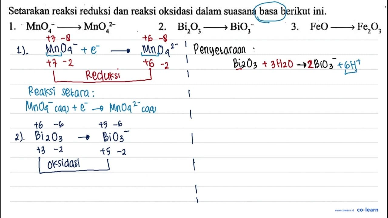 Setarakan reaksi reduksi dan reaksi oksidasi dalam suasana