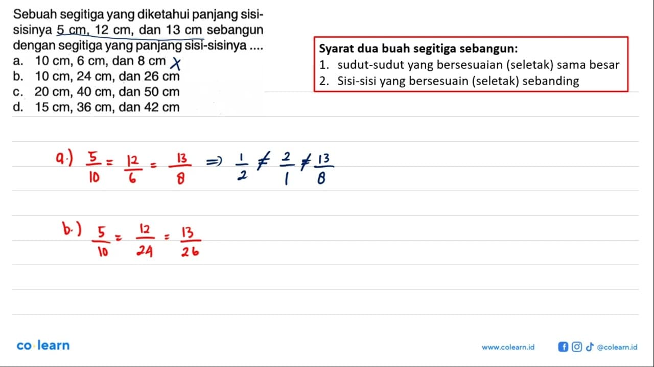 Sebuah segitiga yang diketahui panjang sisisisinya 5 cm, 12