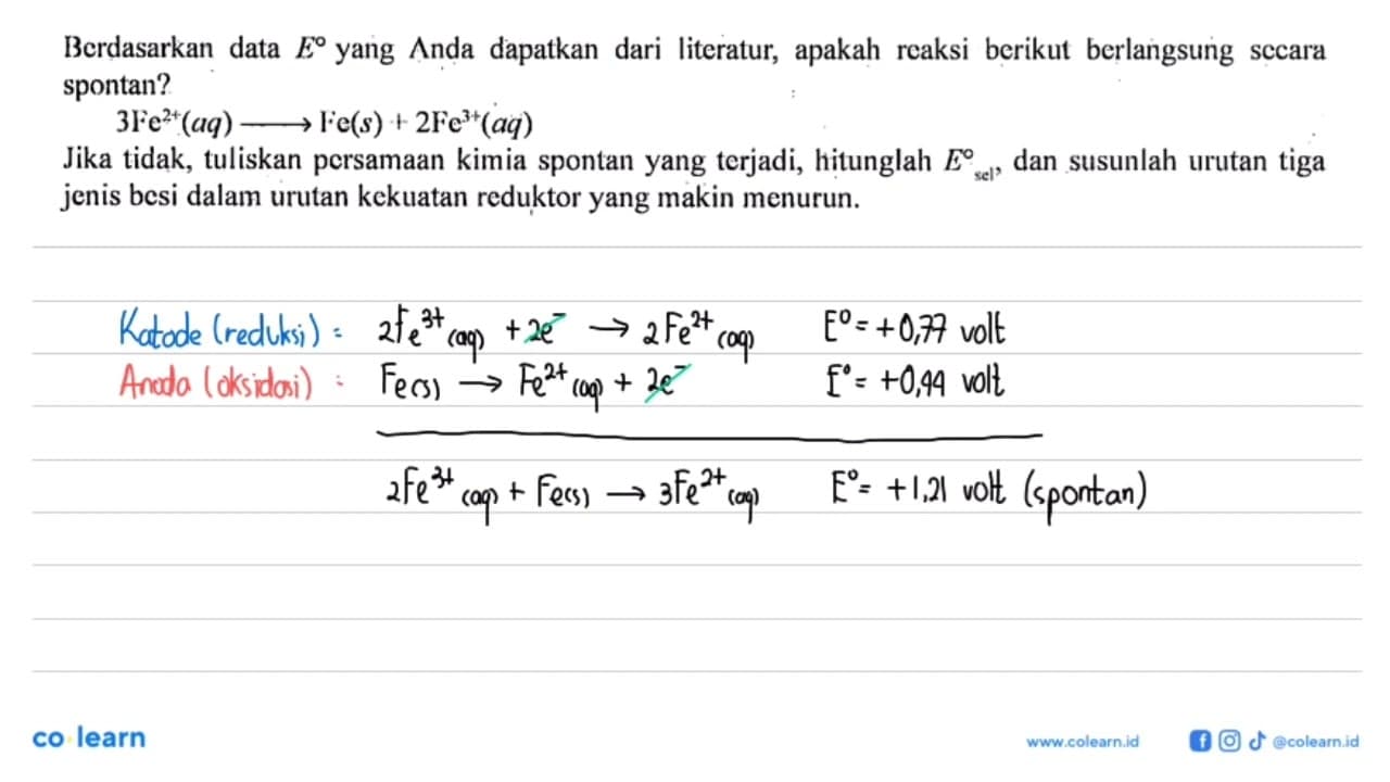 Berdasarkan data E yang Anda dapatkan dari literatur,