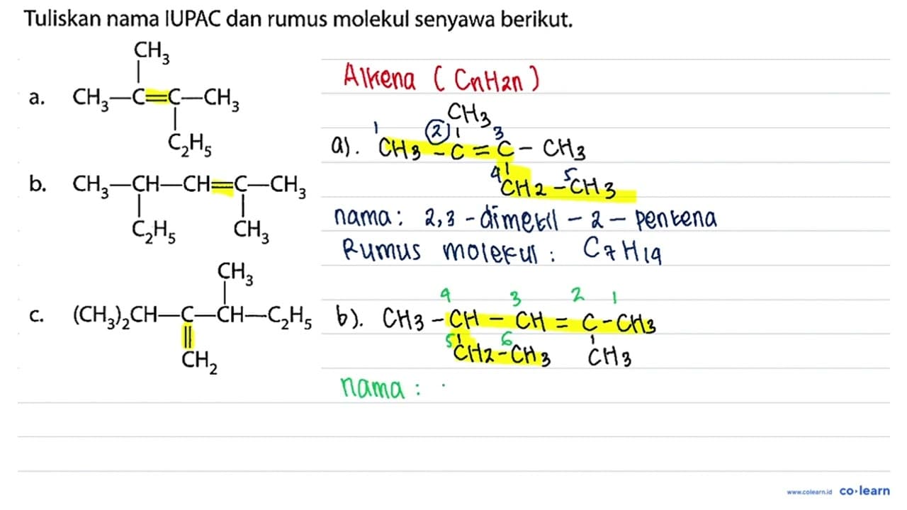 Tuliskan nama IUPAC dan rumus molekul senyawa berikut. CH3