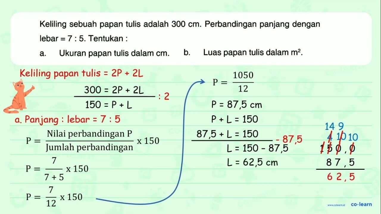 Keliling sebuah papan tulis adalah 300 cm. Perbandingan