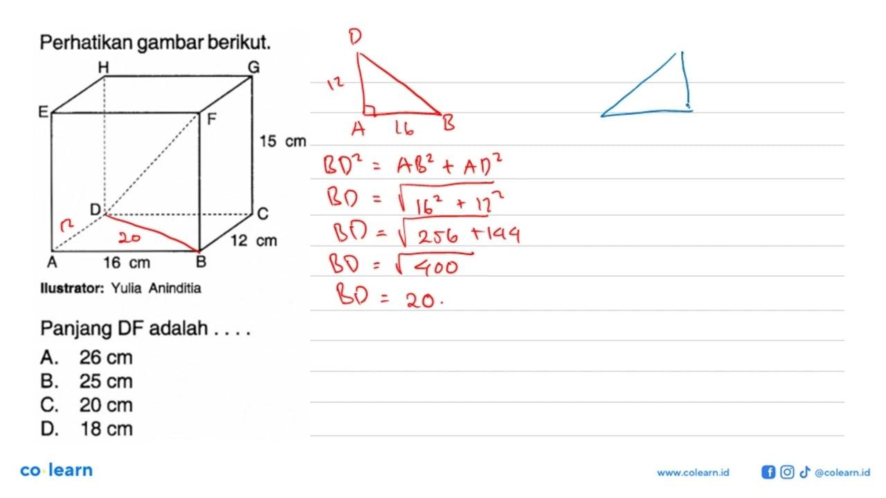 Perhatikan gambar berikut. A B C D E F G H 15 cm 12 cm