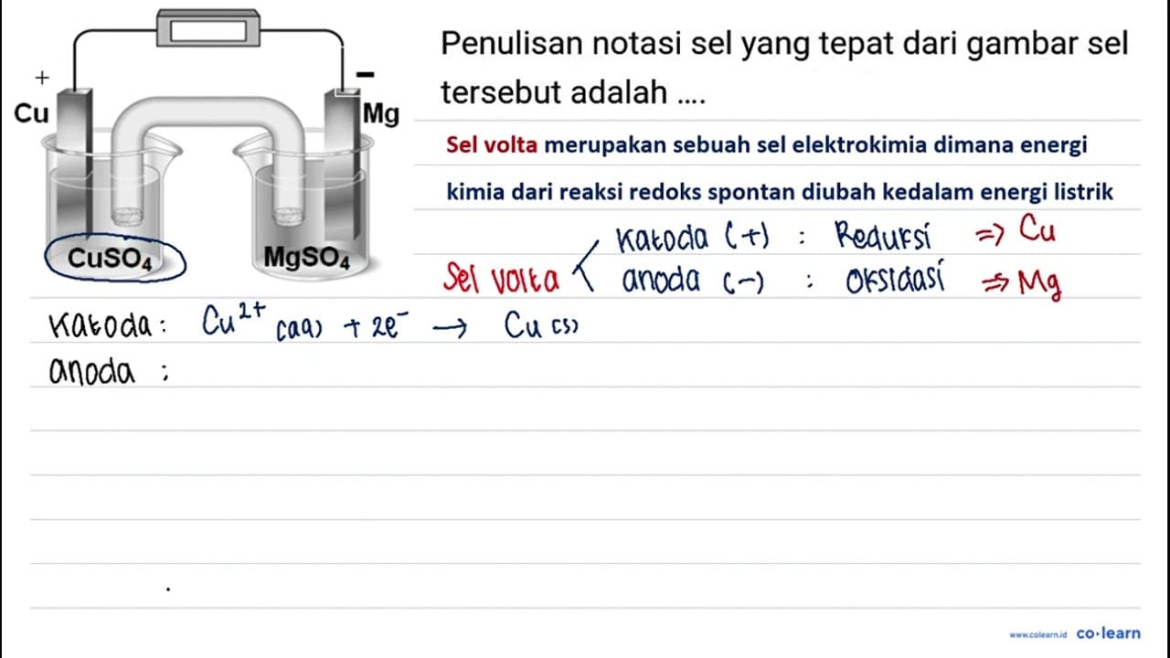 Penulisan notasi sel yang tepat dari gambar sel tersebut