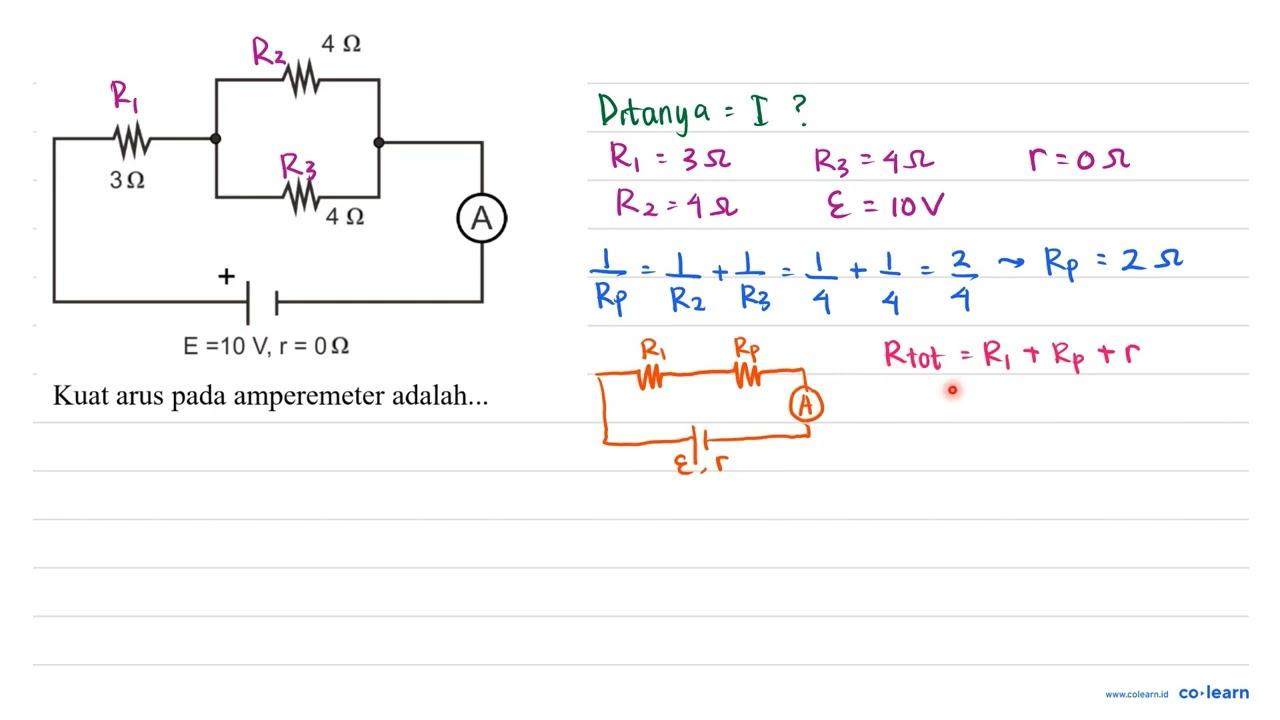 Kuat arus pada amperemeter adalah...