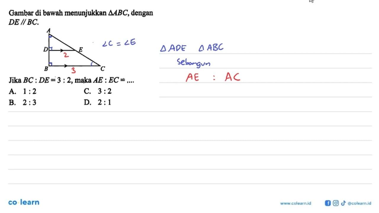 Gambar di bawah menunjukkan segitiga ABC, dengan