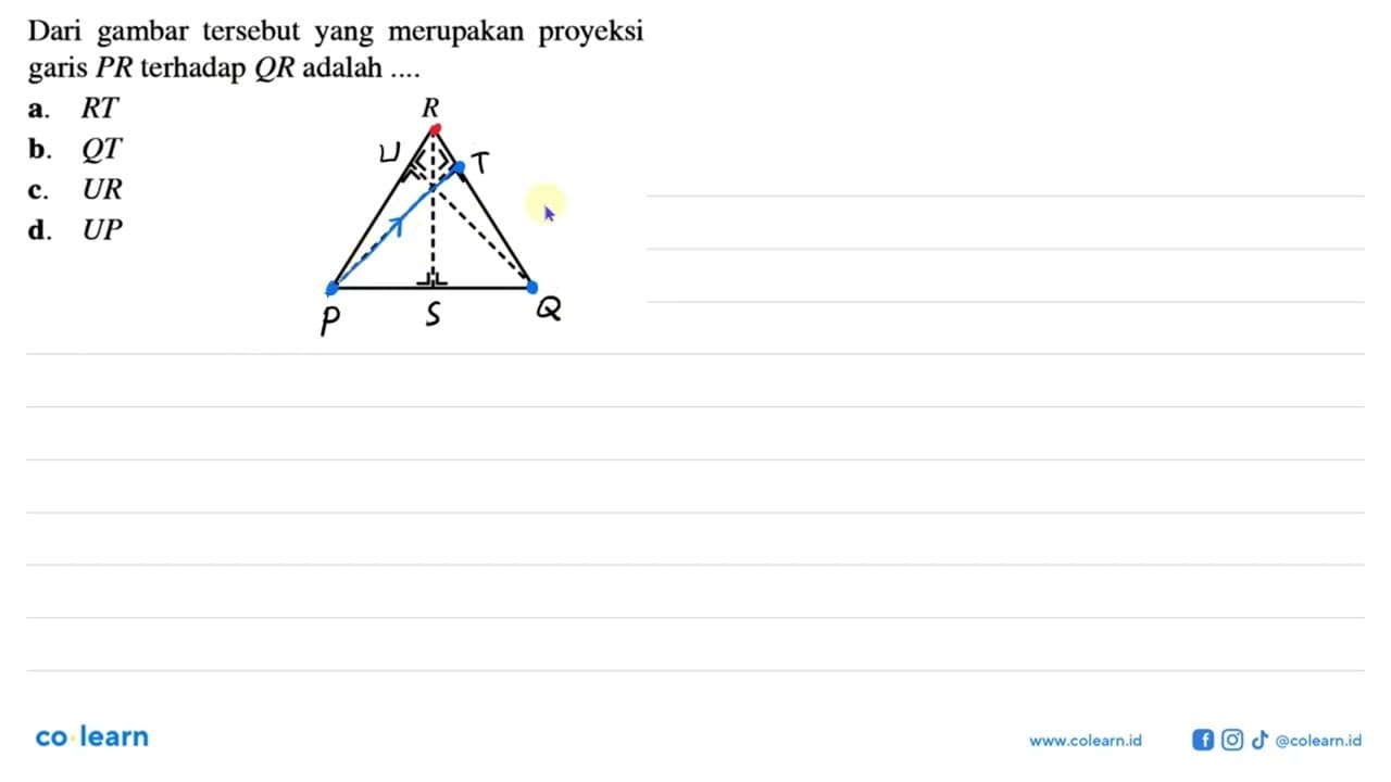 Dari gambar tersebut yang merupakan proyeksi garis PR