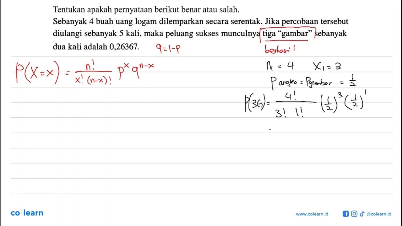 Tentukan apakah pernyataan berikut benar atau salah.