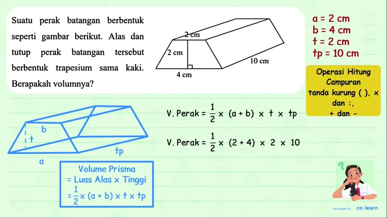 Suatu perak batangan berbentuk seperti gambar berikut. Alas