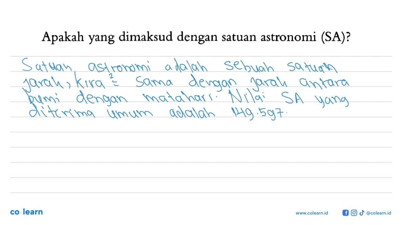 Apakah yang dimaksud dengan satuan astronomi (SA)?