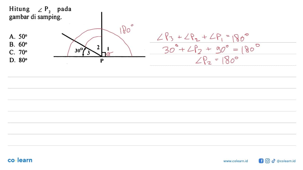 Hitung sudut P2 pada gambar di samping. 1 2 3 30 P