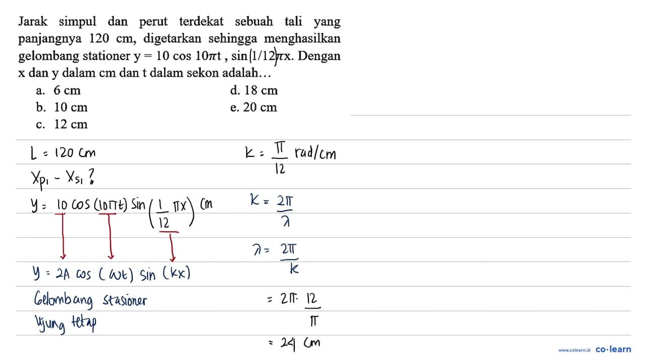 Jarak simpul dan perut terdekat sebuah tali yang panjangnya