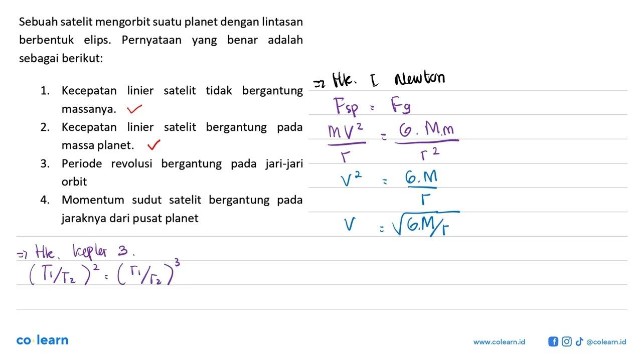 Sebuah satelit mengorbit suatu planet dengan lintasan