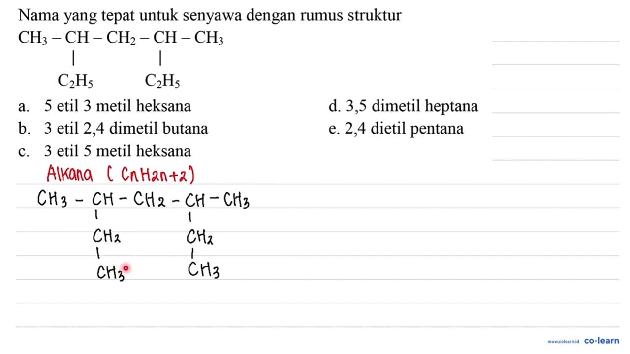 Nama yang tepat untuk senyawa dengan rumus struktur CH3 -